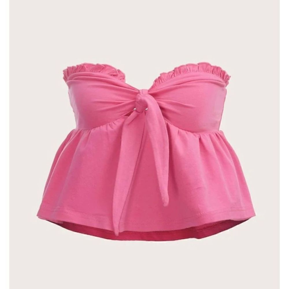 Shein Pink Strapless Crop Top Size Large